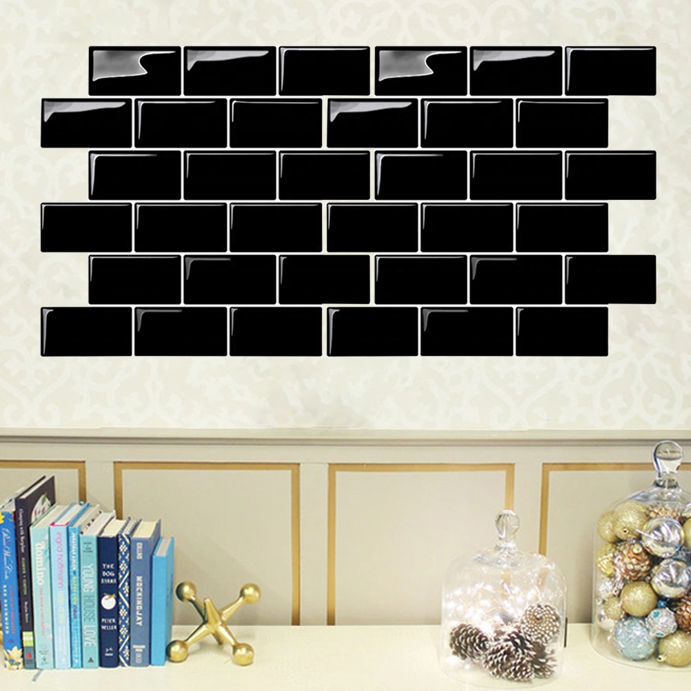 Waterproof Self-adhesive 3D Wall Sticker Wallpaper Brick Bedroom Wall Stickers Decal PVC Wall Sticker Home Decor Art Wall Paper(Black)