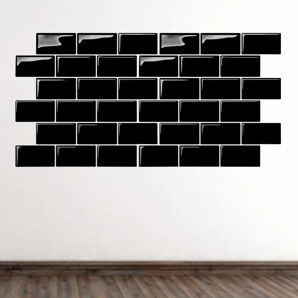 Waterproof Self-adhesive 3D Wall Sticker Wallpaper Brick Bedroom Wall Stickers Decal PVC Wall Sticker Home Decor Art Wall Paper(Black)