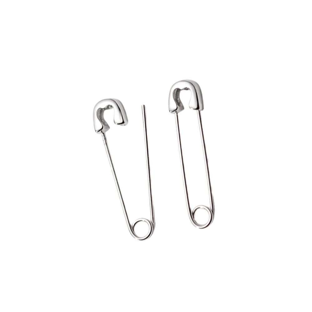 A Pair of Paper Clip Women Sterling Silver Earrings Personality Ear Jewelry Trend Cool Ear Stud (Silver, Size S)