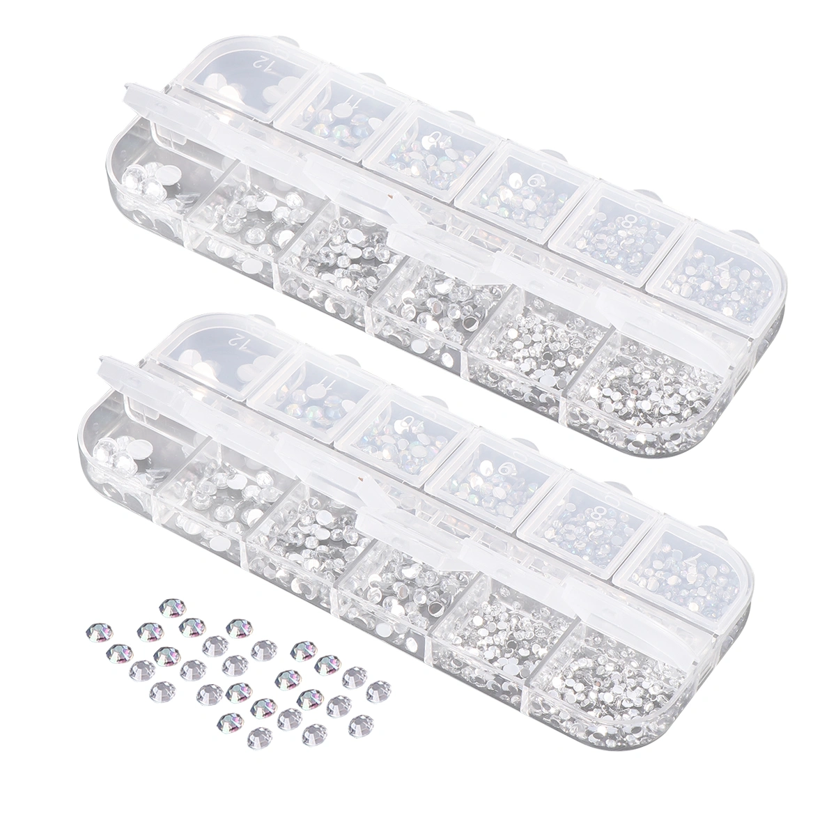 2 Boxes Nail Rhinestone Drill Manicure Charm Diamond Bead Nail Art Stickers Decorations DIY Accessories Set