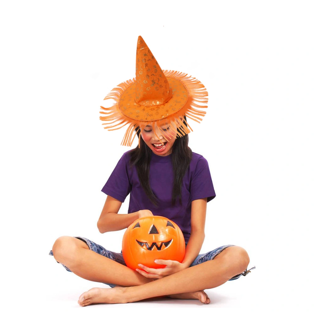 Orange Witch Hat Halloween Decoration Party Costume Stage Show Props for Cosplay Festival Masquerade