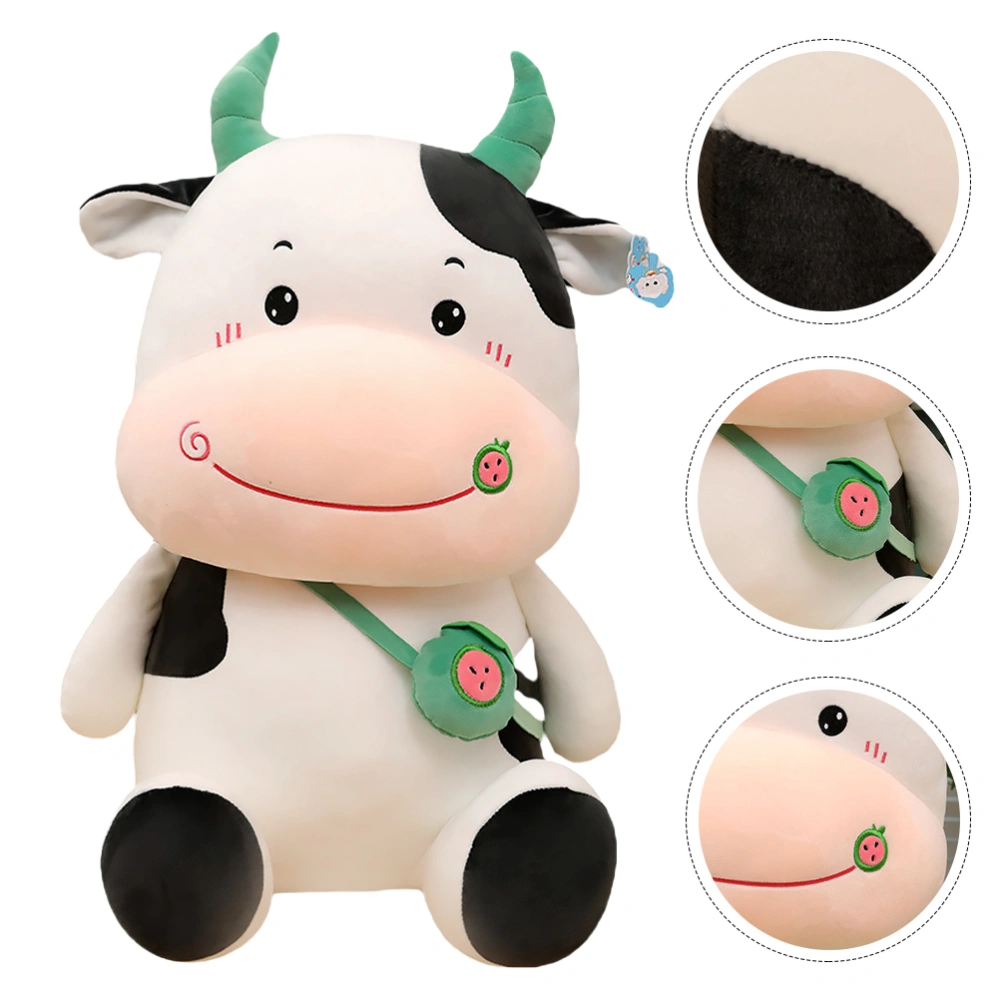 1Pc Adorable Plush Cow Doll Ox Year Doll Adornment Stuffed Toy Cow Cushion