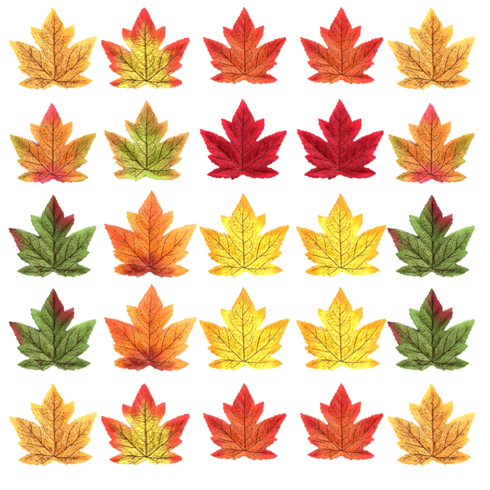 11 Bag/550pcs 8mm Simulation Maple Leaf Artificial Leaves Plant Decoration Party Ornament (Random Color, 1 Bag/50pcs)