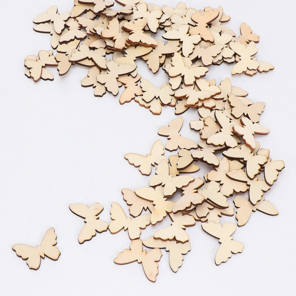 100pcs Shape Wooden Ornament Simple Wood Slice Blank Wood Pieces for DIY Crafts Decoration (Beige)