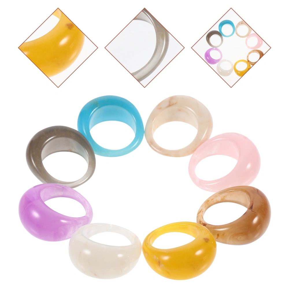 12pcs Resin Rings for Women Retro Acrylic Chunky Rings Diamond Finger Rings