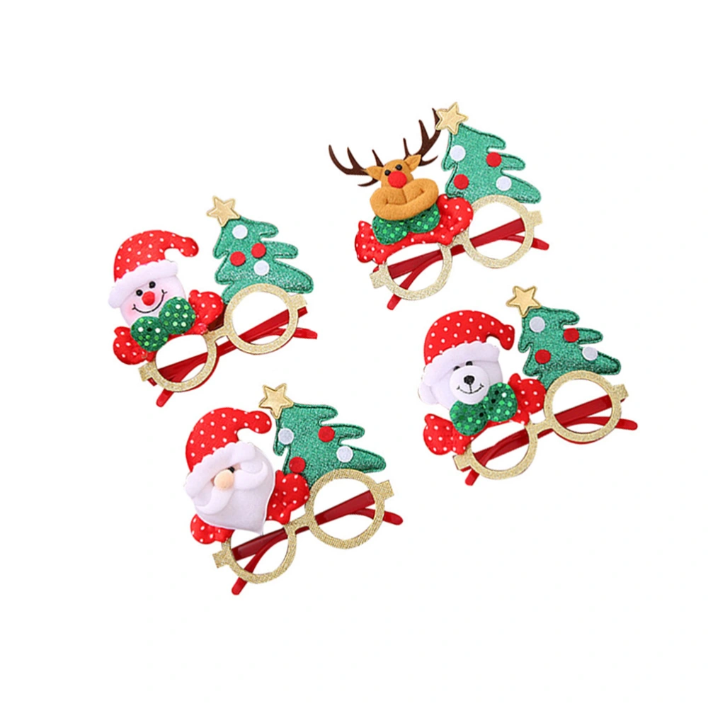 4pcs Christmas Party Eyeglasses Creative Eye Glasses Photo Props Party Costume (Santa+ Snowman + Deer + Bear)