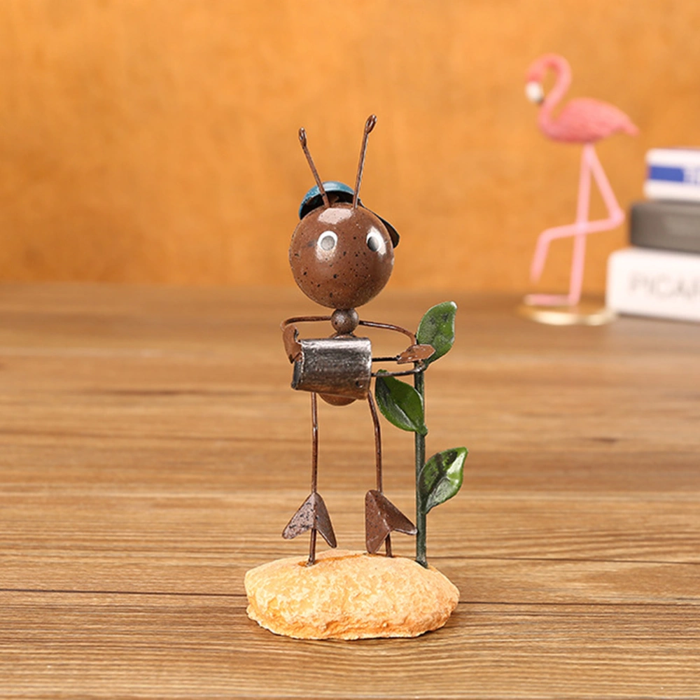 2PCS Iron Skin Ant Models Adornment Simple Ant Doll Decoration Cartoon Ant Doll Desktop Decor Handmade Ant Craft Decor for Home Bar Car Decor Watering Tree Style