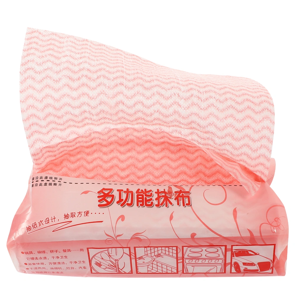 80pcs Environmental Disposable Washing Dish Towel Kitchen Cleaning Cloth Non-stick Oil Wiping Rags Towel Bag(Pink)