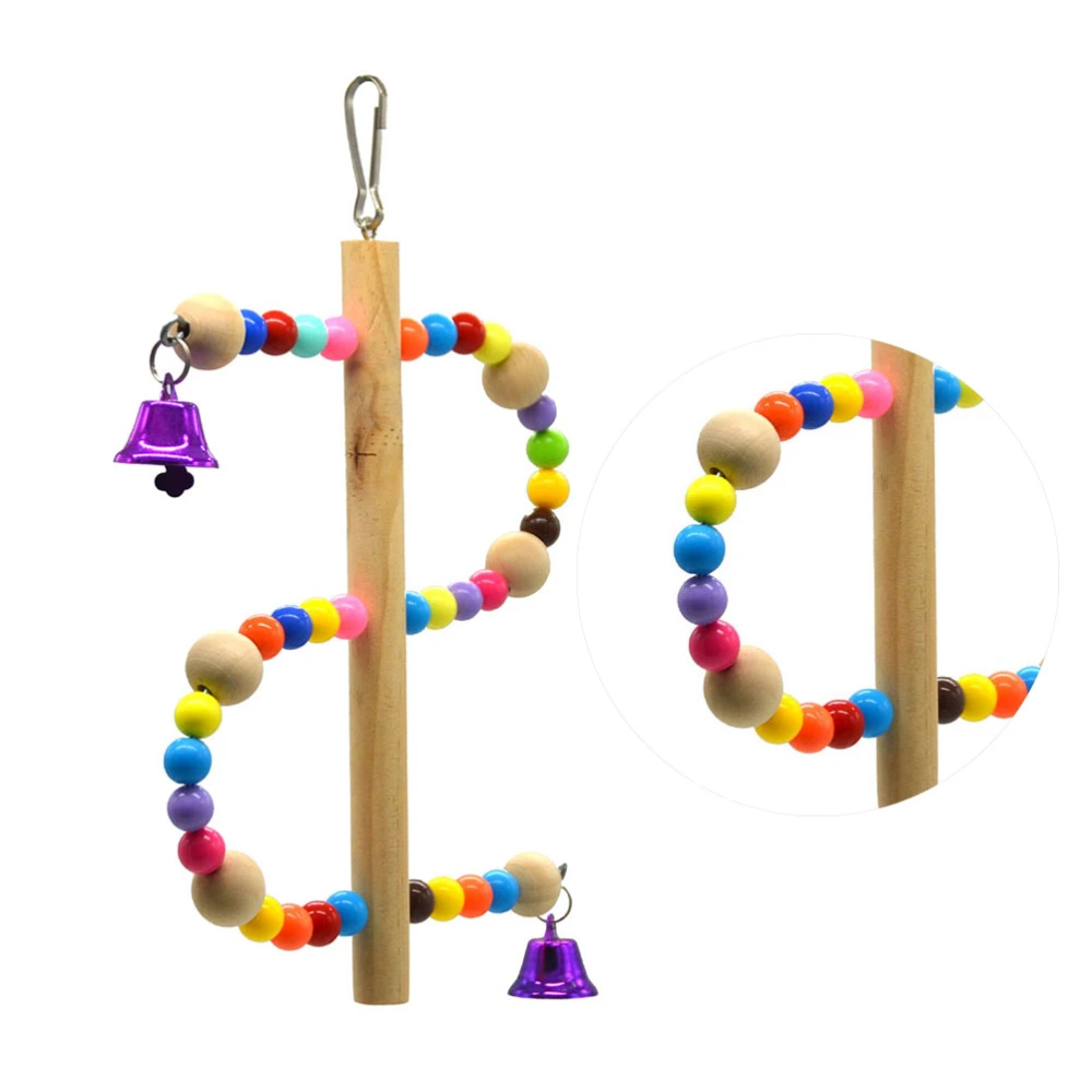 Creative Bird Swing Wood Beads Climbing Toy Funny Parrot Playing Toy Bird Cage Accessory