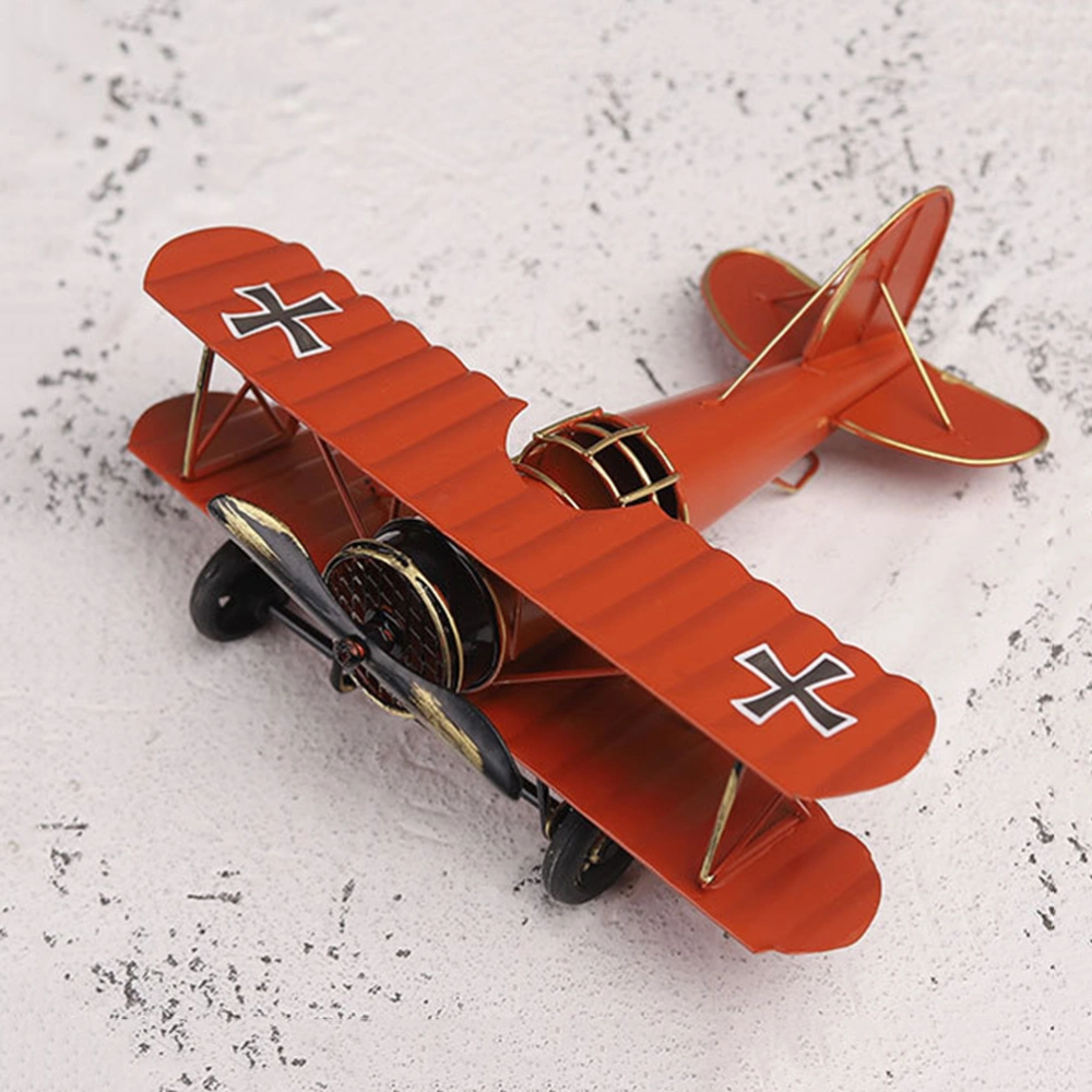 Vintage Iron Metal Plane Aircraft Models Handicraft for Photo Props Kids Toy Home Decor Ornament Desktop Decoration(Red)