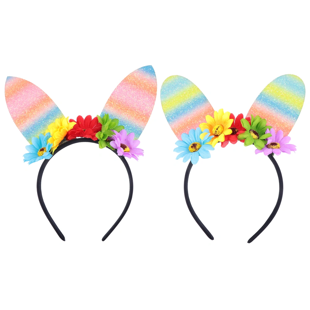 2Pcs Easter Adorable Rabbit Ear Hair Hoops Funny Hair Accessories Party Props