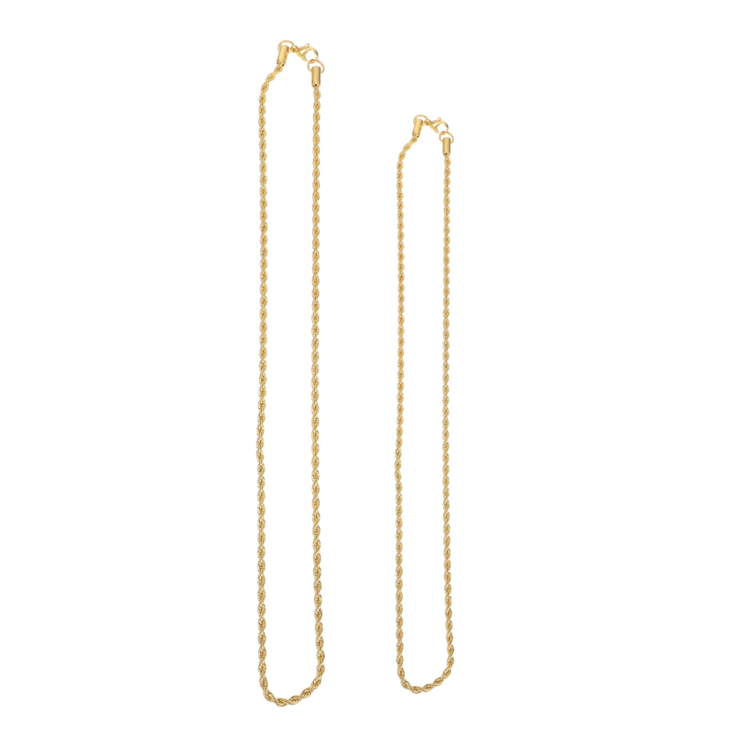 1 Set 2Pcs 3mm Titanium Steel Punk Necklaces Hip-hop Necklaces (Golden)