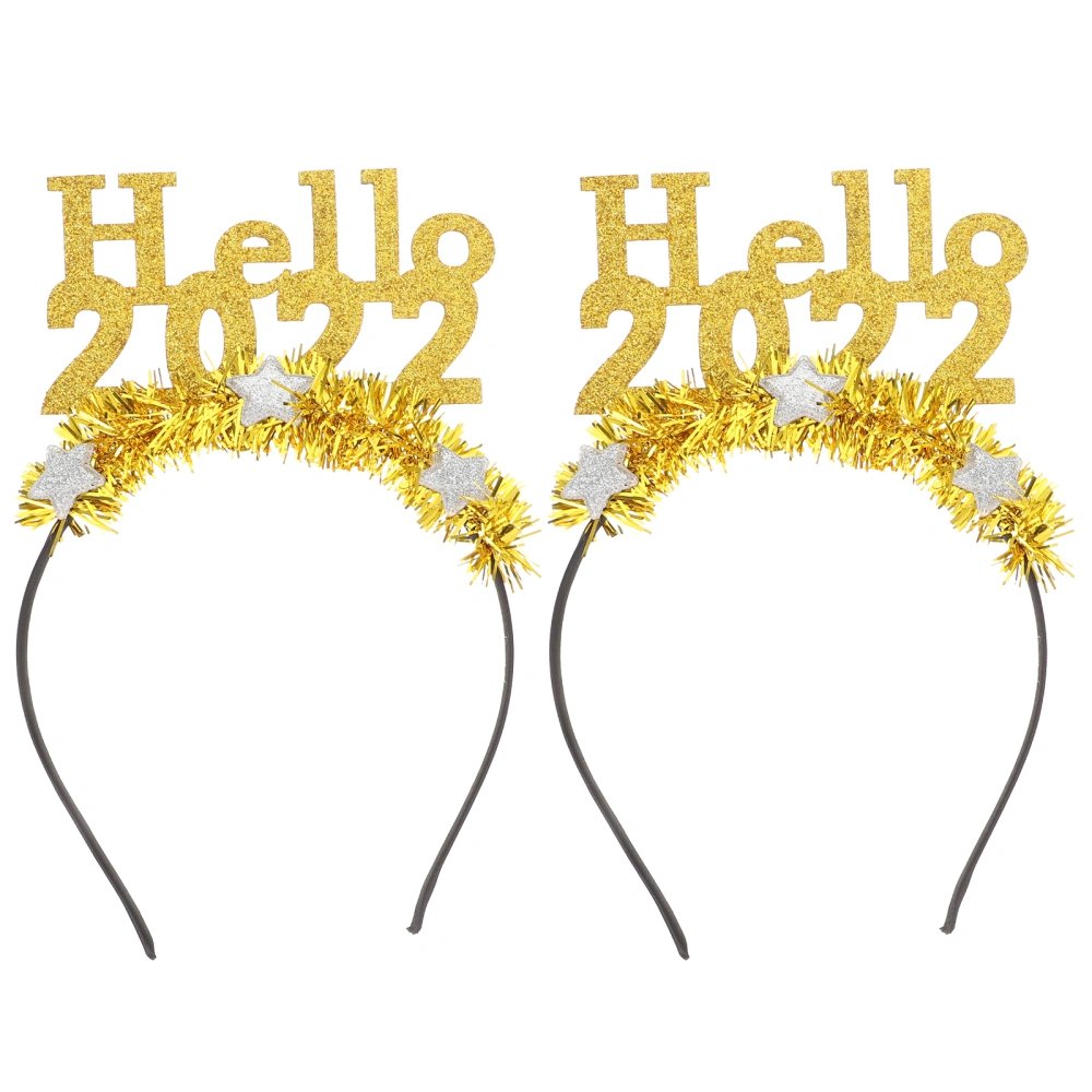 2Pcs New Year's Eve New Year Hair Bands Hello 2022 Pattern Festival Hair Decors