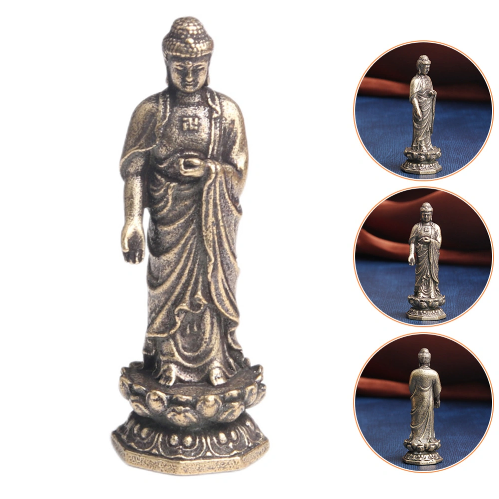 Brass Craft Buddha Standing on Lotus Buddhist Figurine Buddha Figurine Buddha Sculpture Decoration