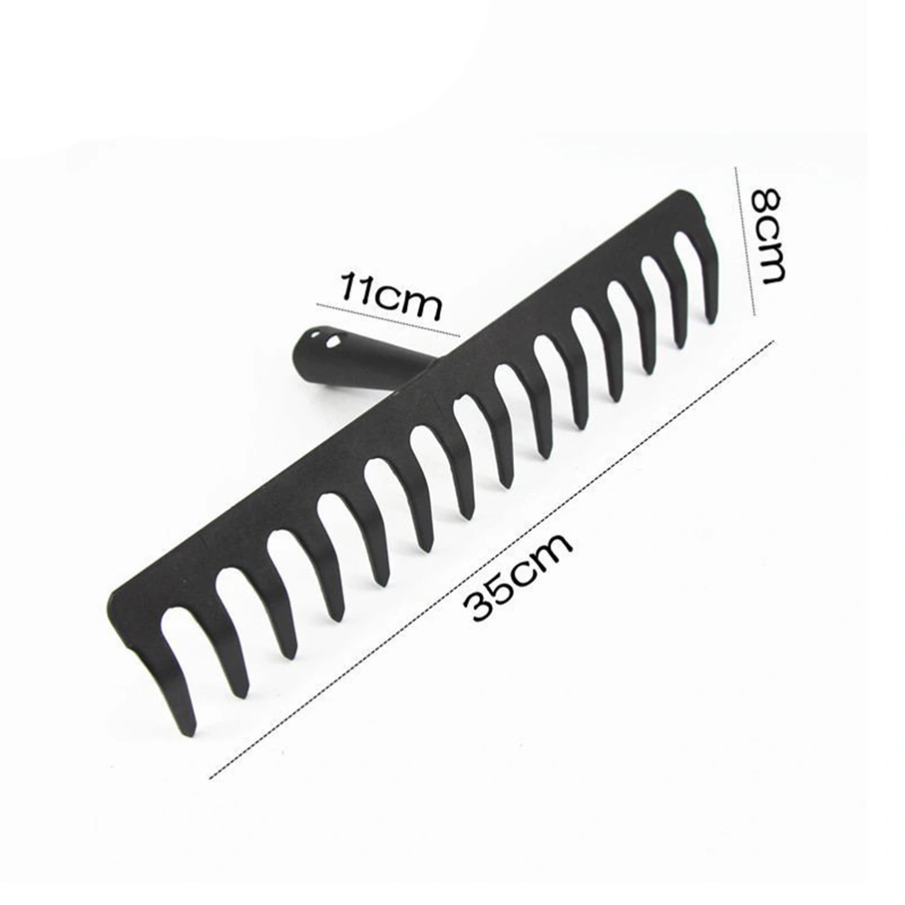 14-Teeth Leaf Rake Steel Rakes Practical Rakes Accessories Garden Cleaning Tools for DIY Home Farm Gardening (Black, Without Handle, Random Style)