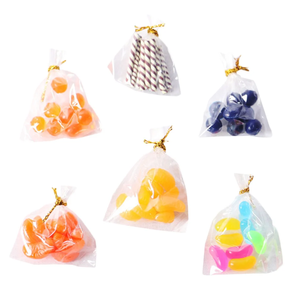 6 Bags of Miniature Packaged Food Mini Fruit Plaything Dolly House Photo Props