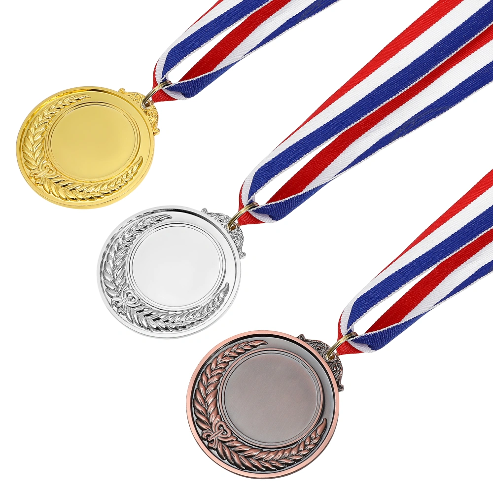 3pcs Sports Match Metal Medals Competitive Metal Medals School Tournament Honor Medals with Neck Ribbons