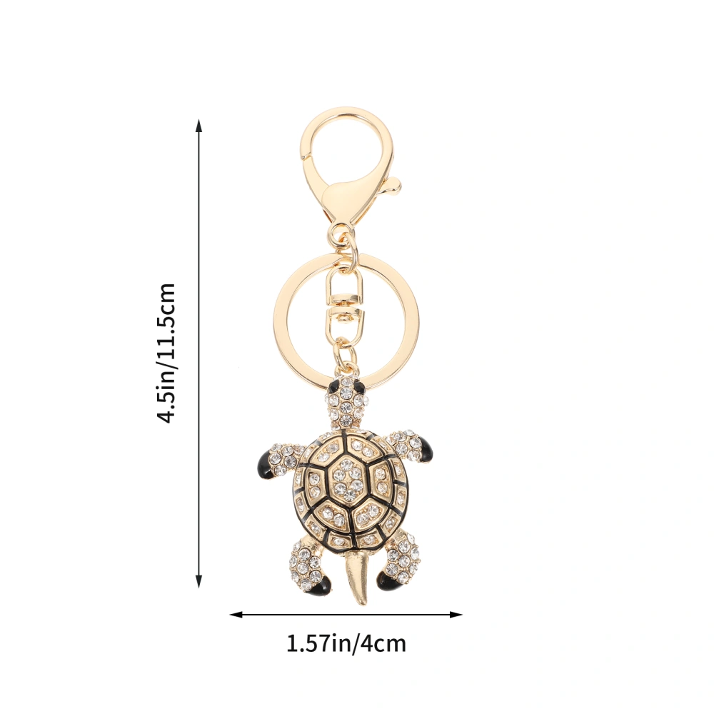 1pc Metal Diamond Encrusted Turtle Keychain Chic Tutle Shape Bag Pendant