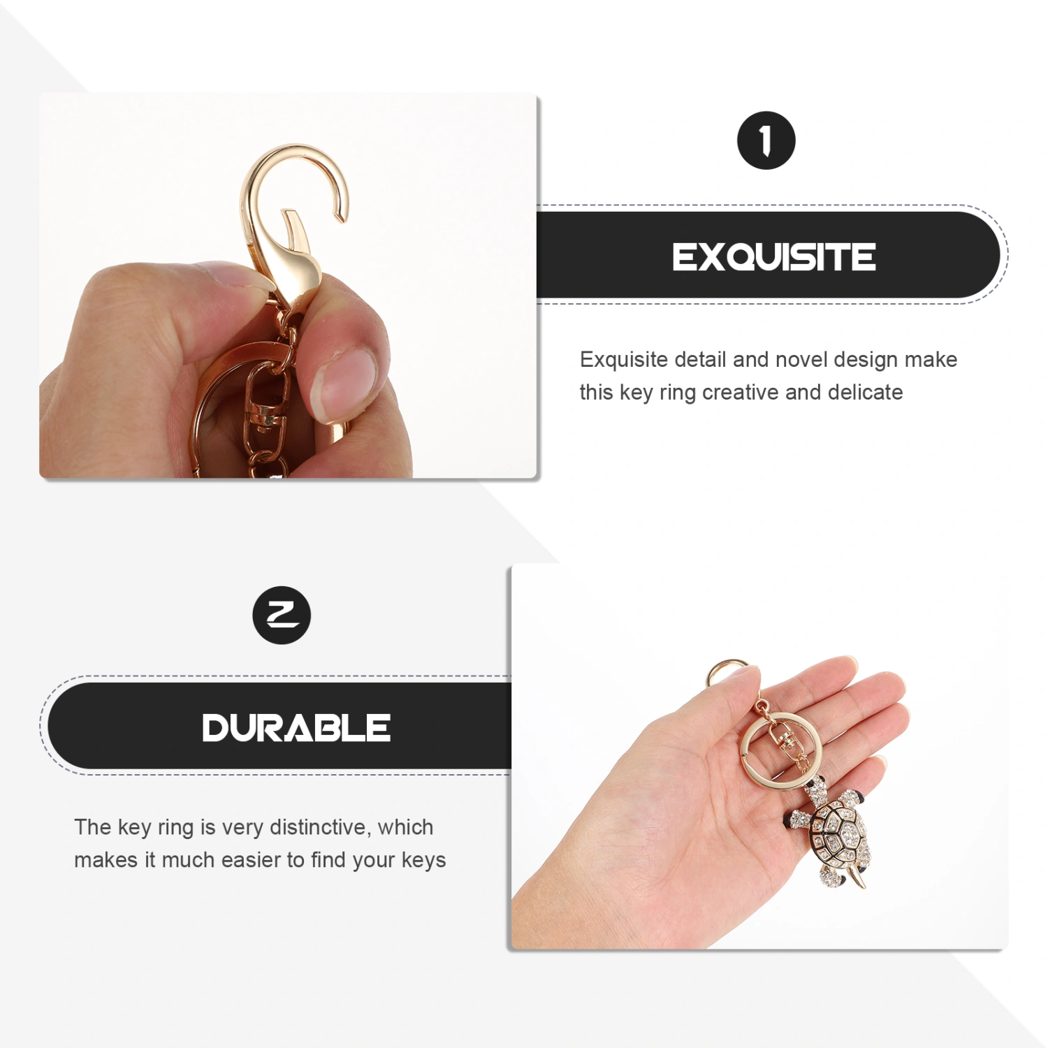 1pc Metal Diamond Encrusted Turtle Keychain Chic Tutle Shape Bag Pendant