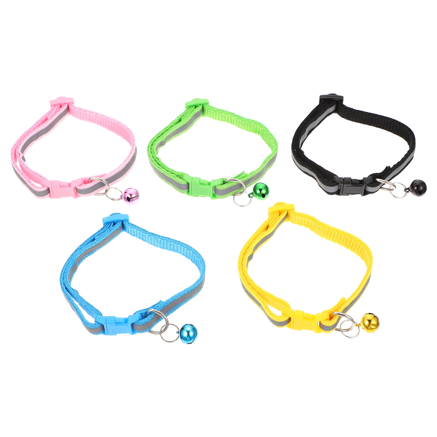 5Pcs Reflective Cat Collars Cat Dog Collars Decorative Kitten Collars Portable Puppy Collars with Bell