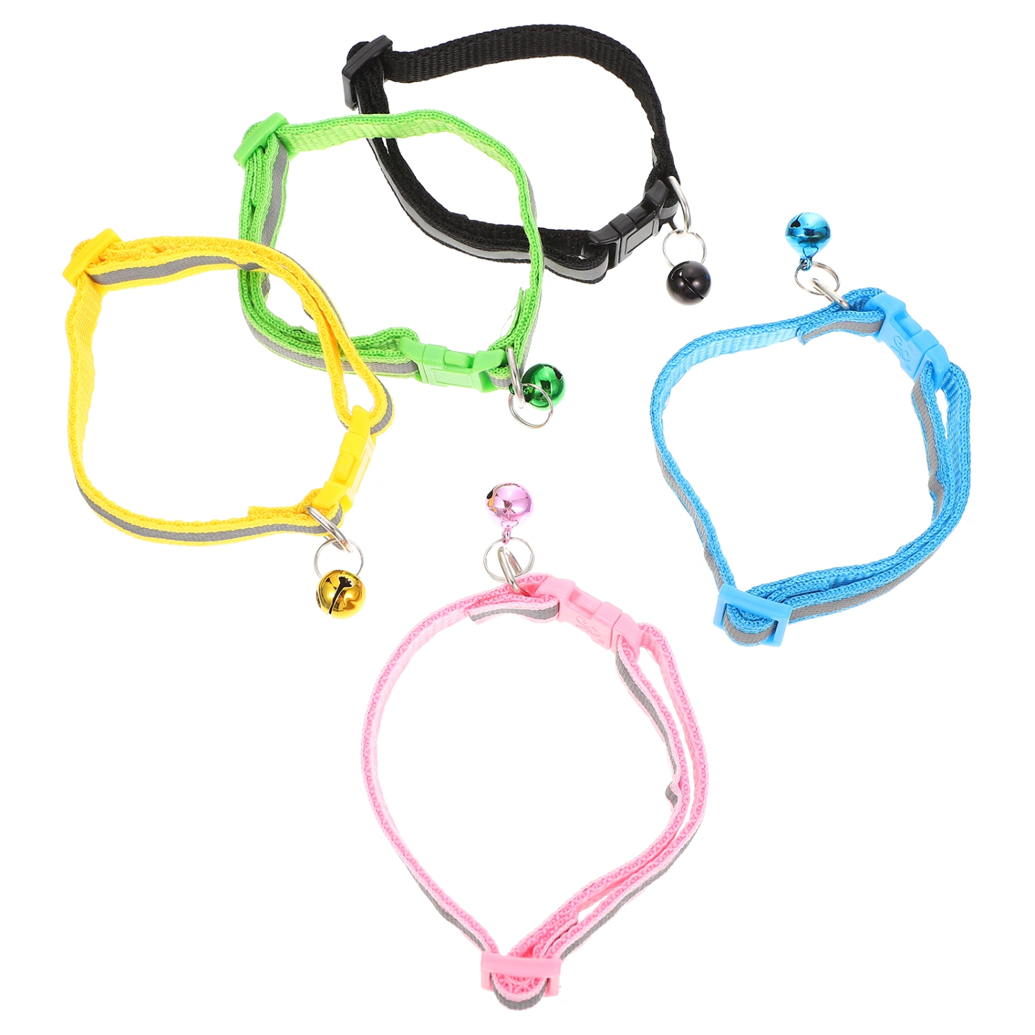 5Pcs Reflective Cat Collars Cat Dog Collars Decorative Kitten Collars Portable Puppy Collars with Bell