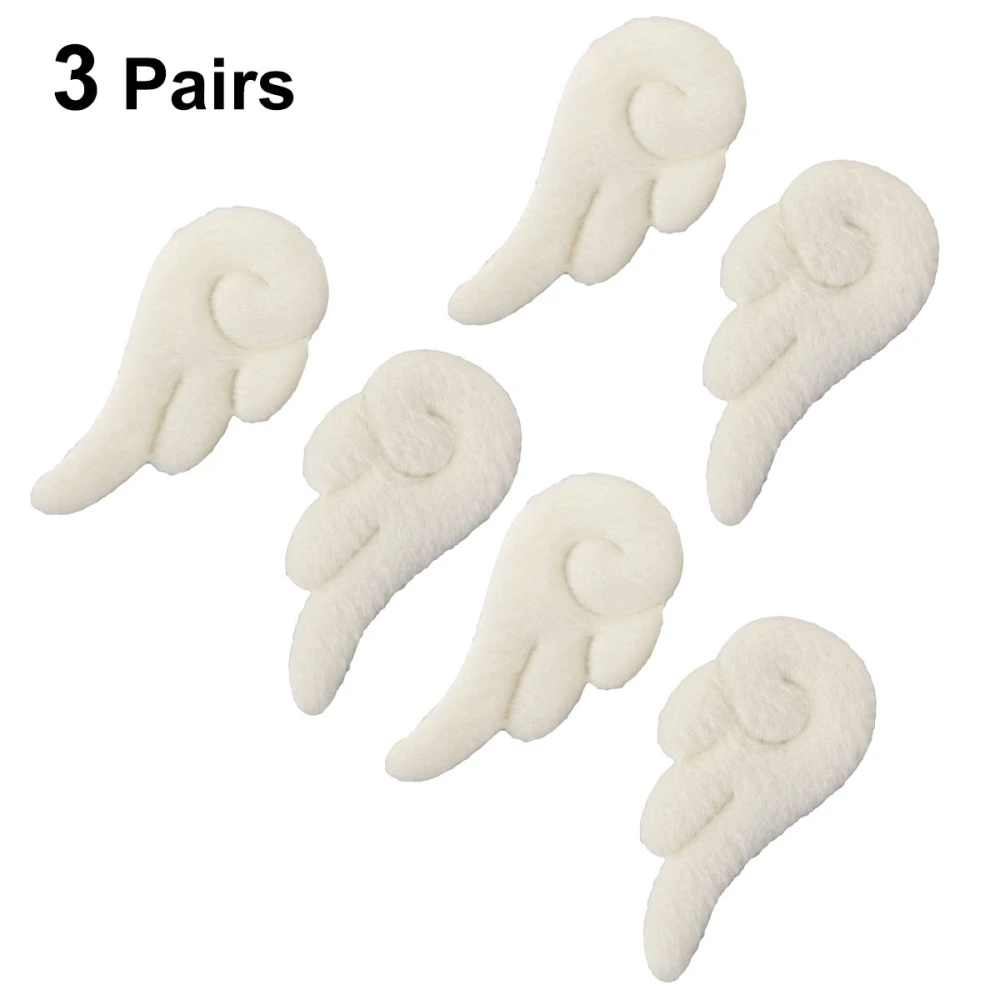 3 Pairs Angel Wings Hairpins Cartoon Leather Hair Clips Non Clamps Lovely Headdress Adornment for Girl (White Angle Pattern)