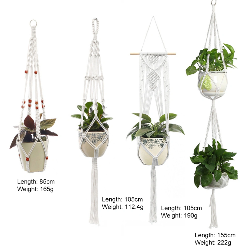 4pcs Hand Woven Flower Pot Tuck Net String Bag Plant Hanger Lowerpot Hanging Holder Basket for Home