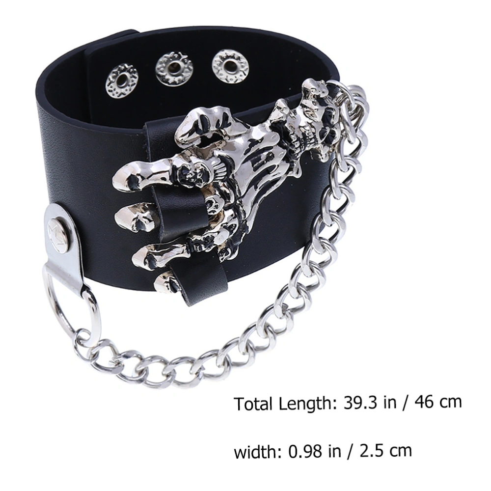 1pc Halloween Skeleton Hands Bracelet Personalized Leather Punk Bracelet