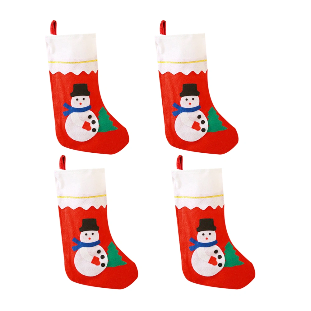 4pcs Christmas Stocking Gift Bag Nonwovens Christmas Hanging Socks Gold Thread Stickers Christmas Stockings Large Christmas Decorative Socks Random Style