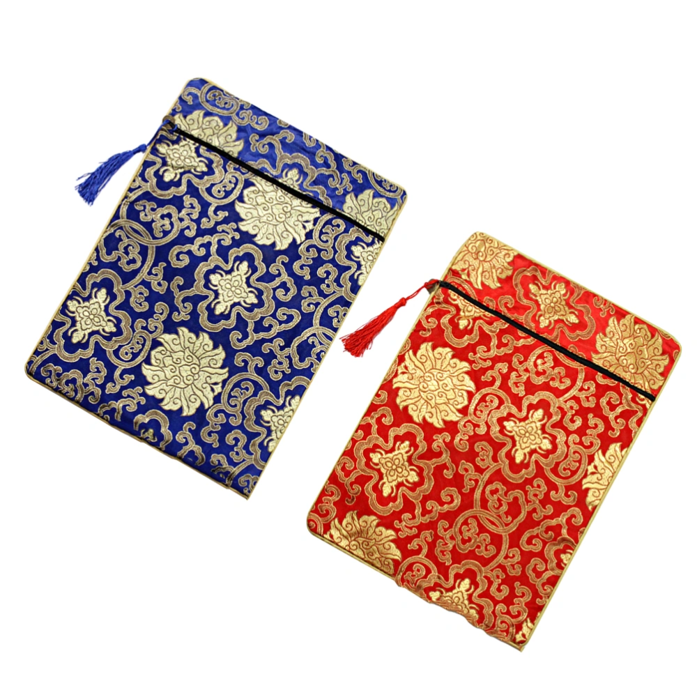 2Pcs Brocade Embroidery Bags Retro Buddhist Scriptures Bags Chinese Style Bags