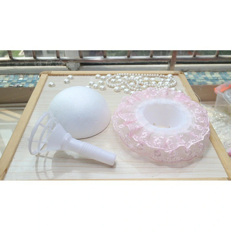 1 set of DIY Bridal Bouquet Holder Wedding Floral Foam Handle with Lace Bouquet Collar