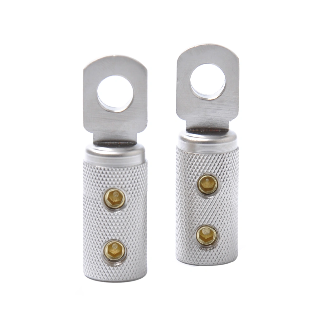 2 Pcs Nickeled Plated Wire Coupler Round Zinc Alloy Butt Ring Terminal Connectors - 4GA