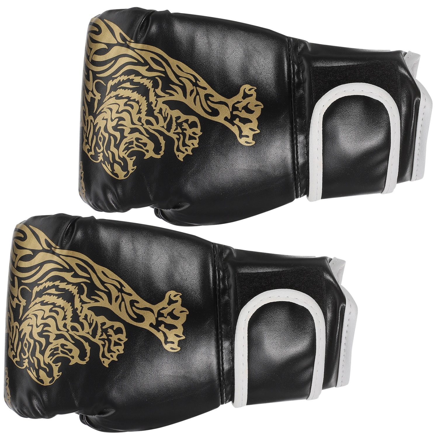 1 Pair Breathable Boxing Gloves Protective Training Mitts Sparring Hand Pads for Children Kids (Black)