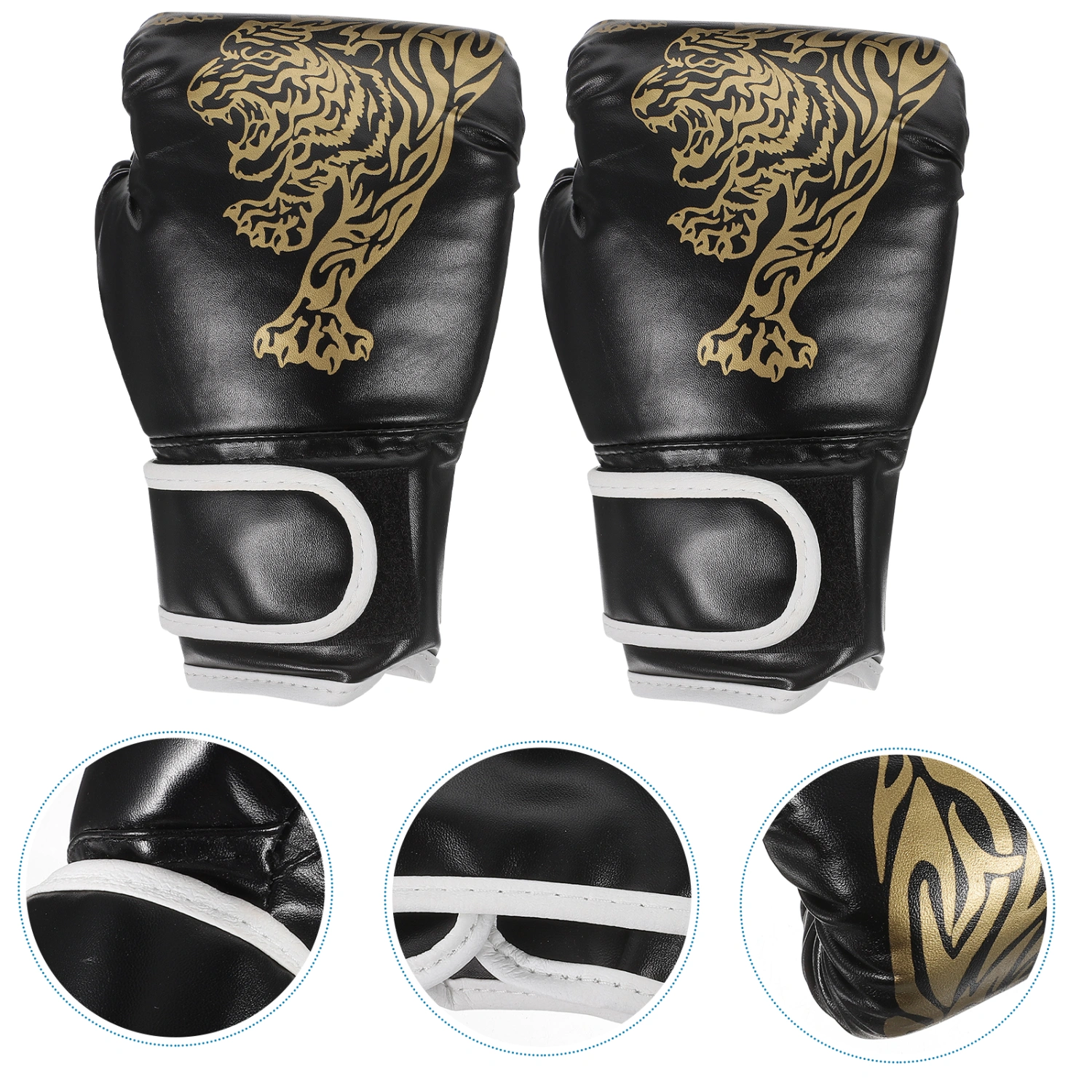 1 Pair Breathable Boxing Gloves Protective Training Mitts Sparring Hand Pads for Children Kids (Black)