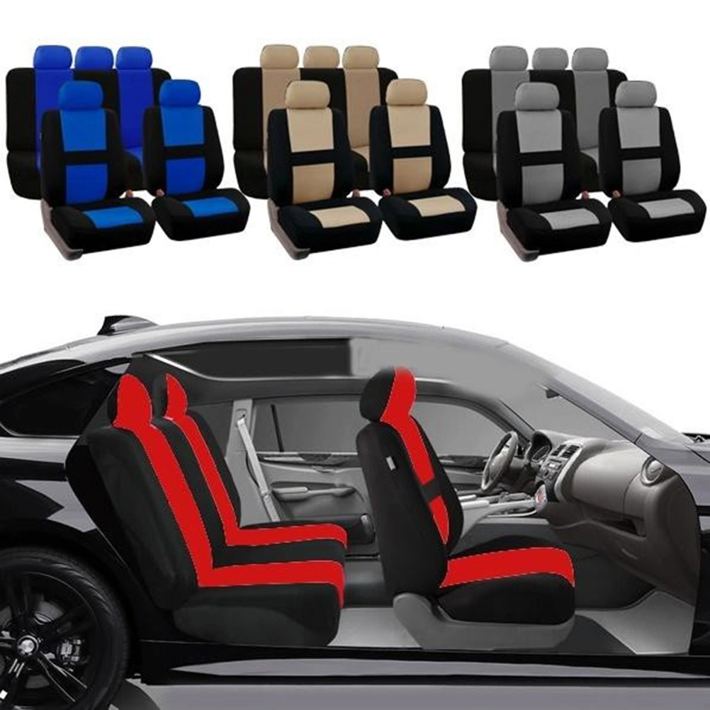 2Pcs Full Set Universal Fit Auto Car Seat Covers Light Breathable Interior Split Bench Covers (Grey)