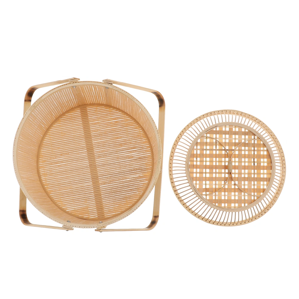 1pc Hand-woven Bamboo Basket Food Fruit Storage Basket Moon Cake Basket