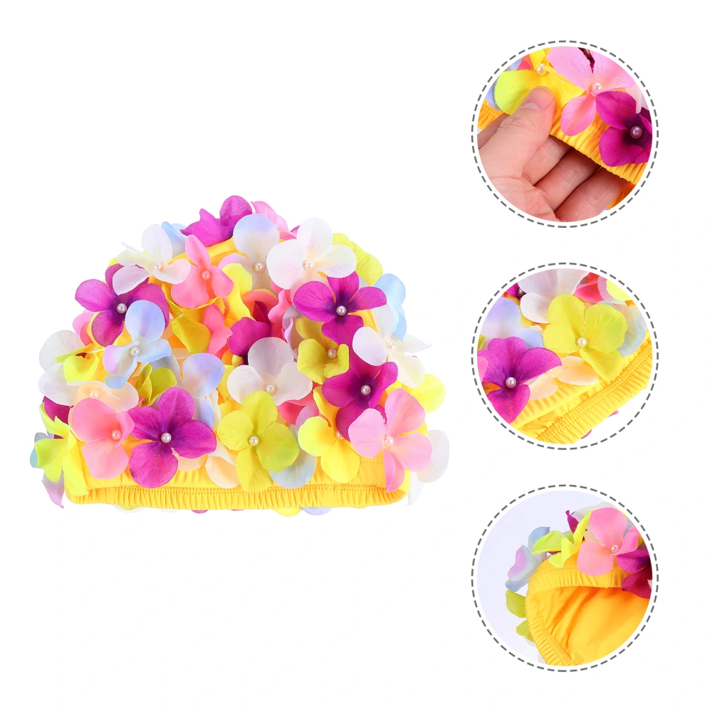 2pc Women Creative Swimming Cap Protective Pool Swimming Cap Portable Flower Swimming Cap