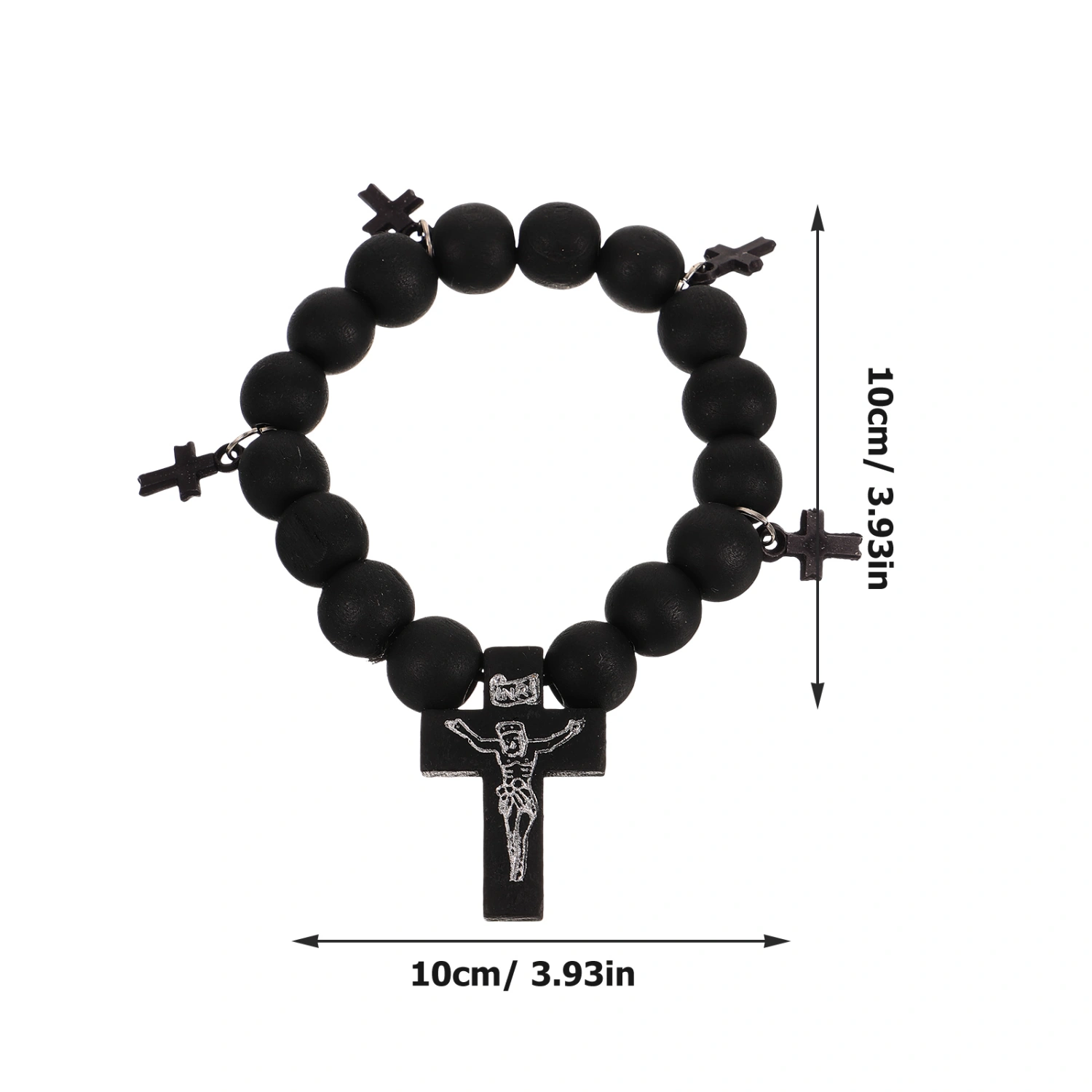 Cross Bracelet Wooden Beads Beaded Elastic Bracelet Cross Hand Jewelry Wrist Jewelry Bracelet