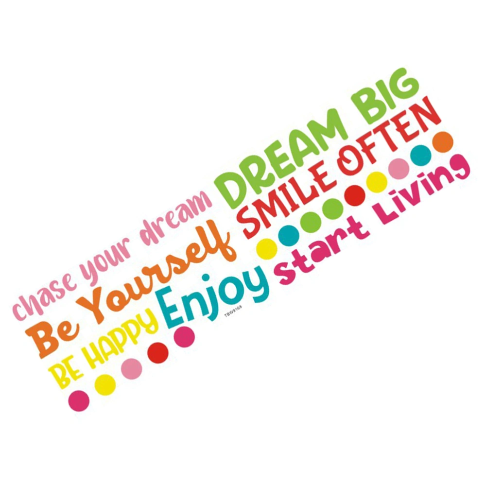 Motivational English Words Wall Stickers Colorful Phrase Beautiful Cartoon Funny Decorative Self-Adhesion Wall Sticker for Home Children Bedroom (Colorful)