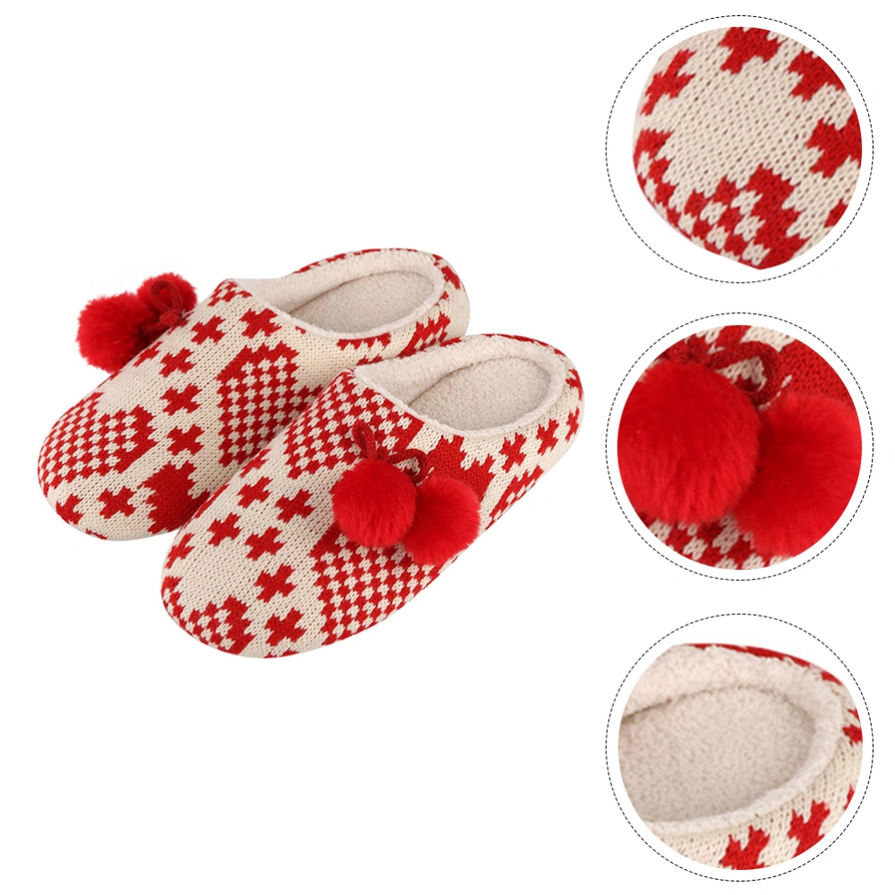 1 Pair Household Xmas Slippers Warm Winter Slippers Women Home Slippers