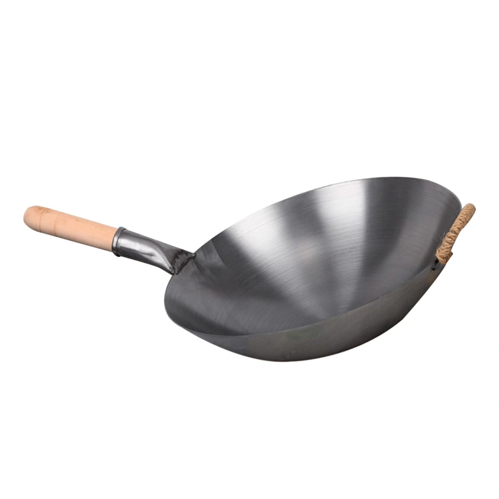 1Pc Stainless Steel Single Handle Wok Practical Wok Kitchen Utensil (Grey)