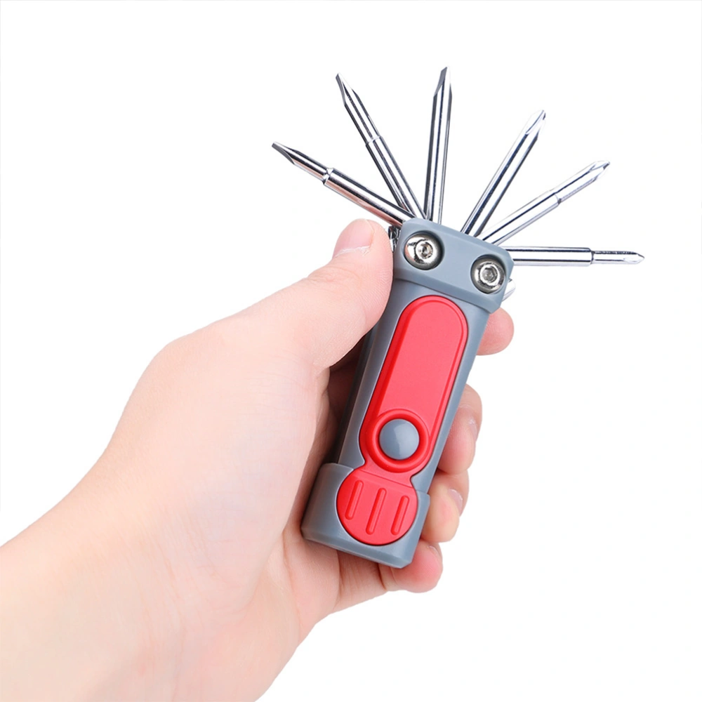 Multifunctional Screwdriver Mini Precision Screw Driver Dual Use Flashlight LED Light Red