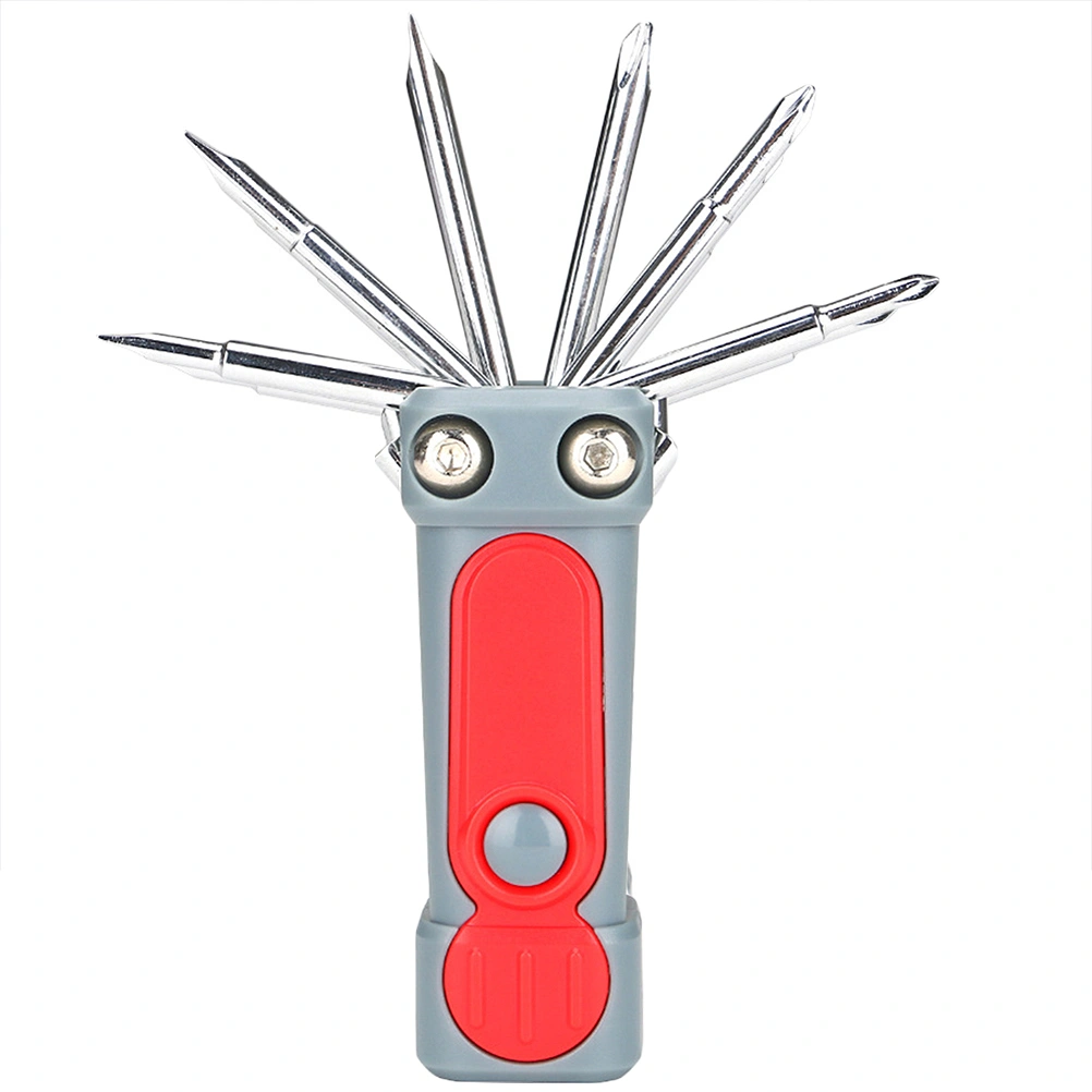 Multifunctional Screwdriver Mini Precision Screw Driver Dual Use Flashlight LED Light Red