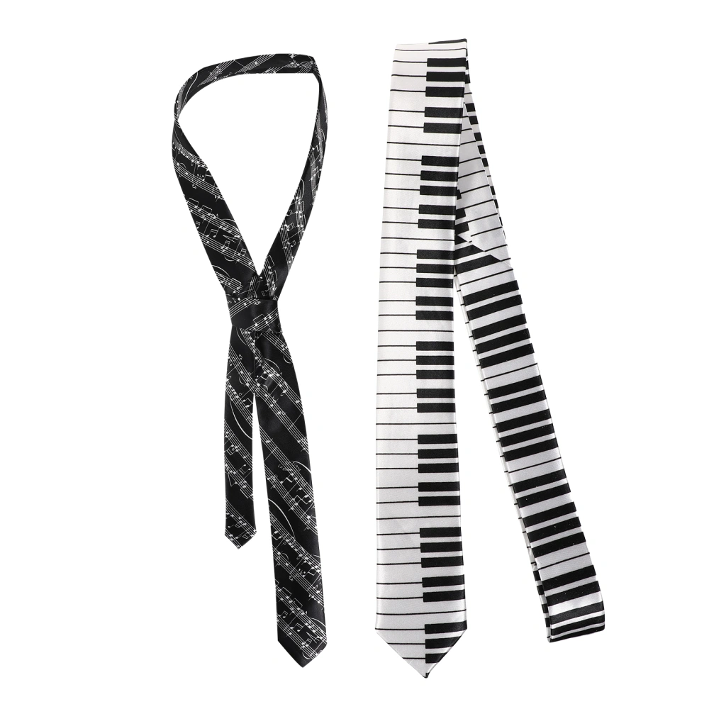 2PCS Piano Stave Pattern Necktie Premium Party Necktie Comfortable Necktie