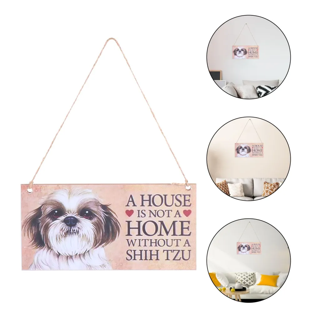 2pcs Creative and Attractive Dog Pattern Wooden Hanging Signs (Assorted Color)