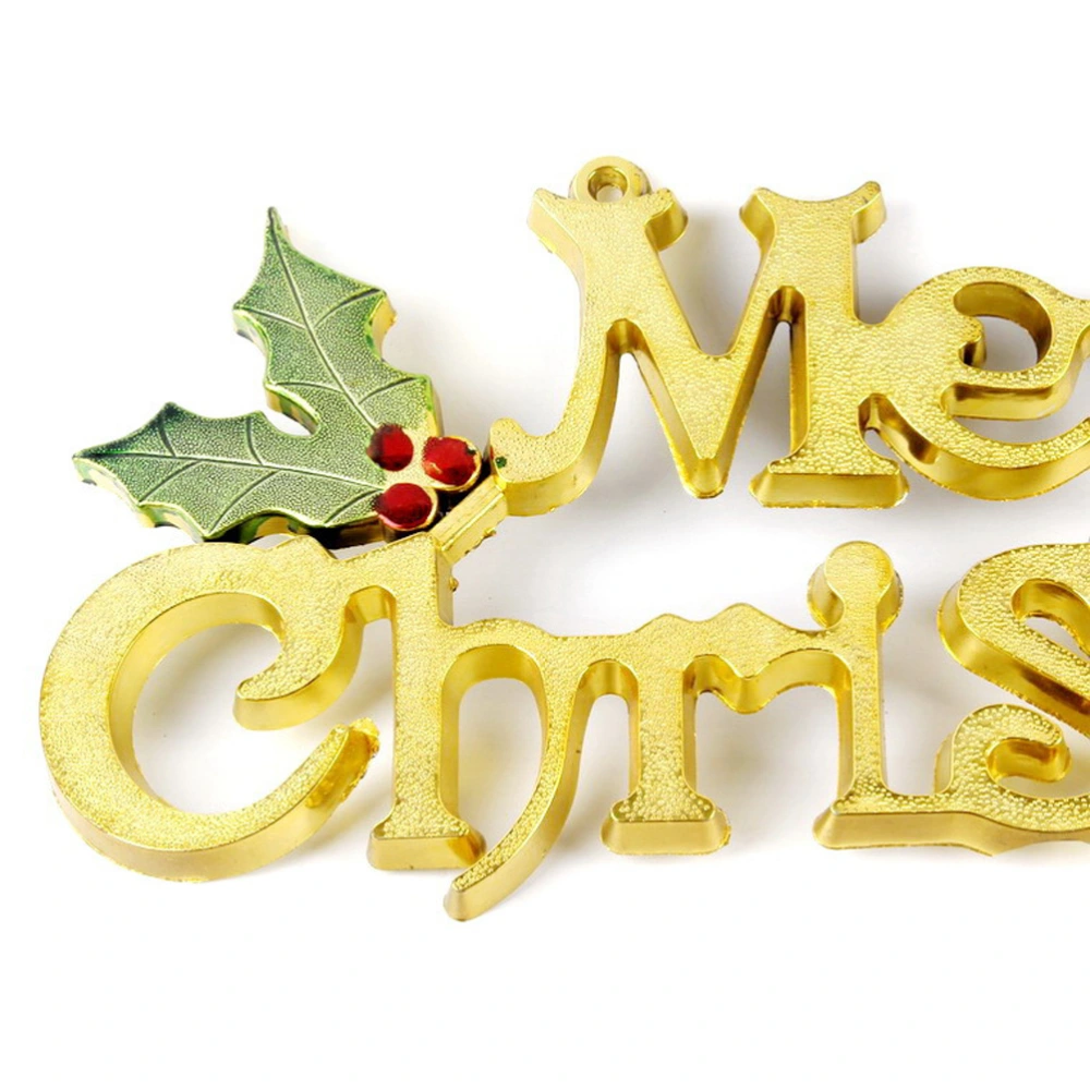 20cm MERRY CHRISTMAS Door Hanger Christmas Tree Ornament Holiday Signs Decoration Party Decorative (Gold)