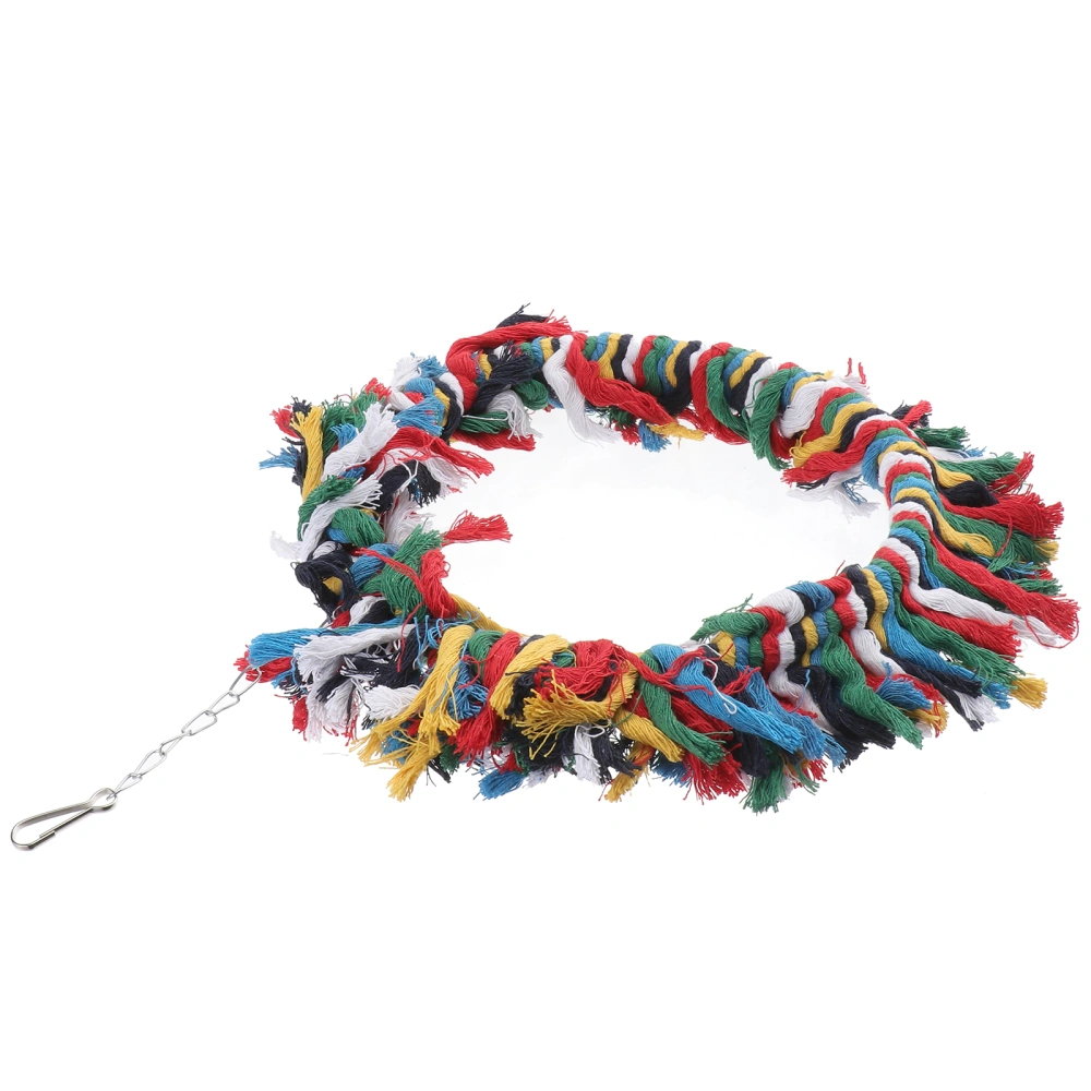 Bird Toys Snuggle Ring Toy Parrot Cotton Preening Grooming Ropes Colorful Hanging Swing for African Grey Small Cockatoos (Random Color)