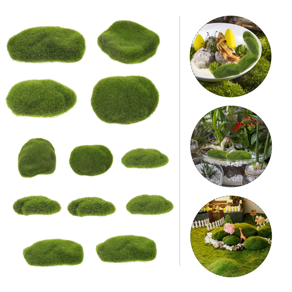 12pcs Imitation Moss Stones Fish Tank Landscape Stone Micro Landscape Simulation Moss Balls