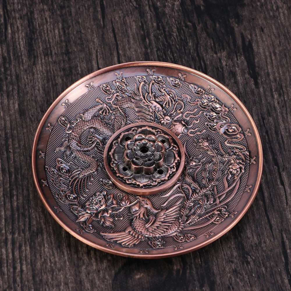 Fragrant Incense Burner Aromatherapy Round Incense Line for Household Room Lotus Copper Fragrant Incense Burner Aromatherapy Aroma Furnace Ash Catcher Ornament