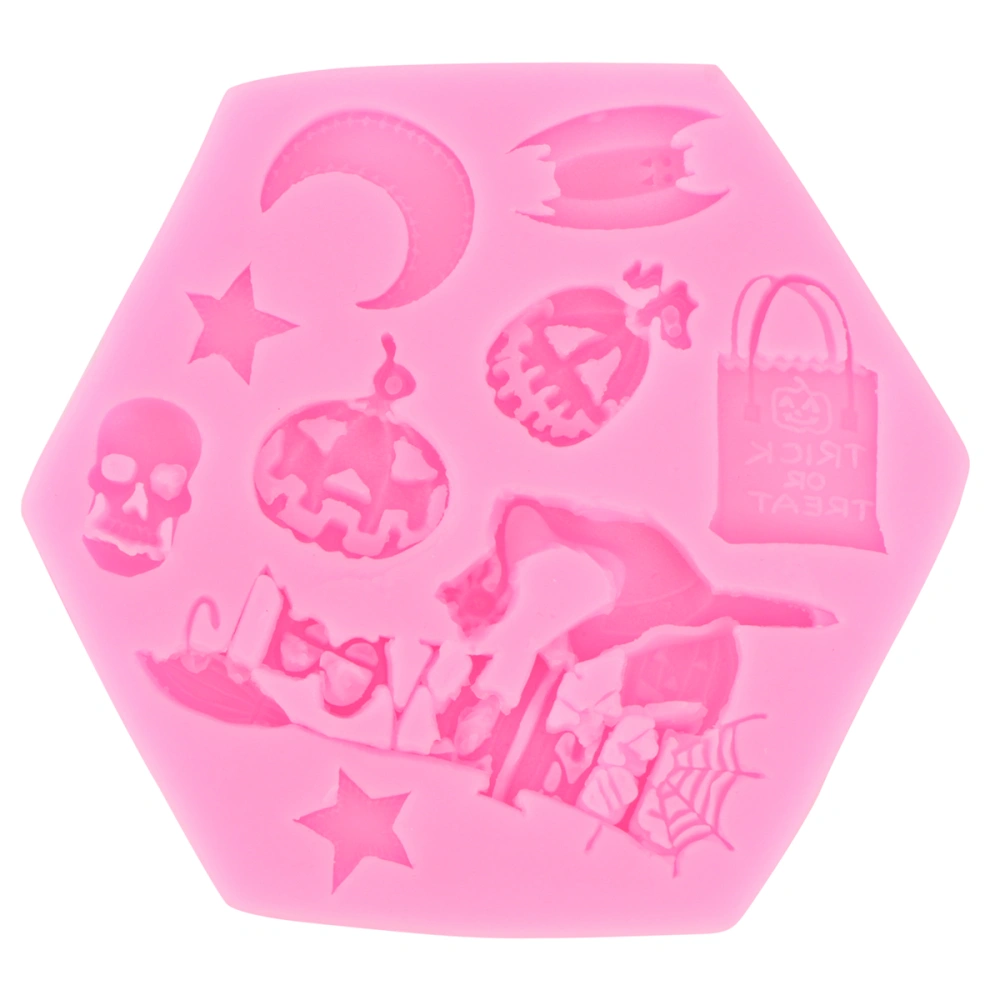 Halloween Theme Silicone Mold DIY Fondant Suger Cookie Chocolate Mold Cake Decoration Kitchen Baking Tool (Pink)